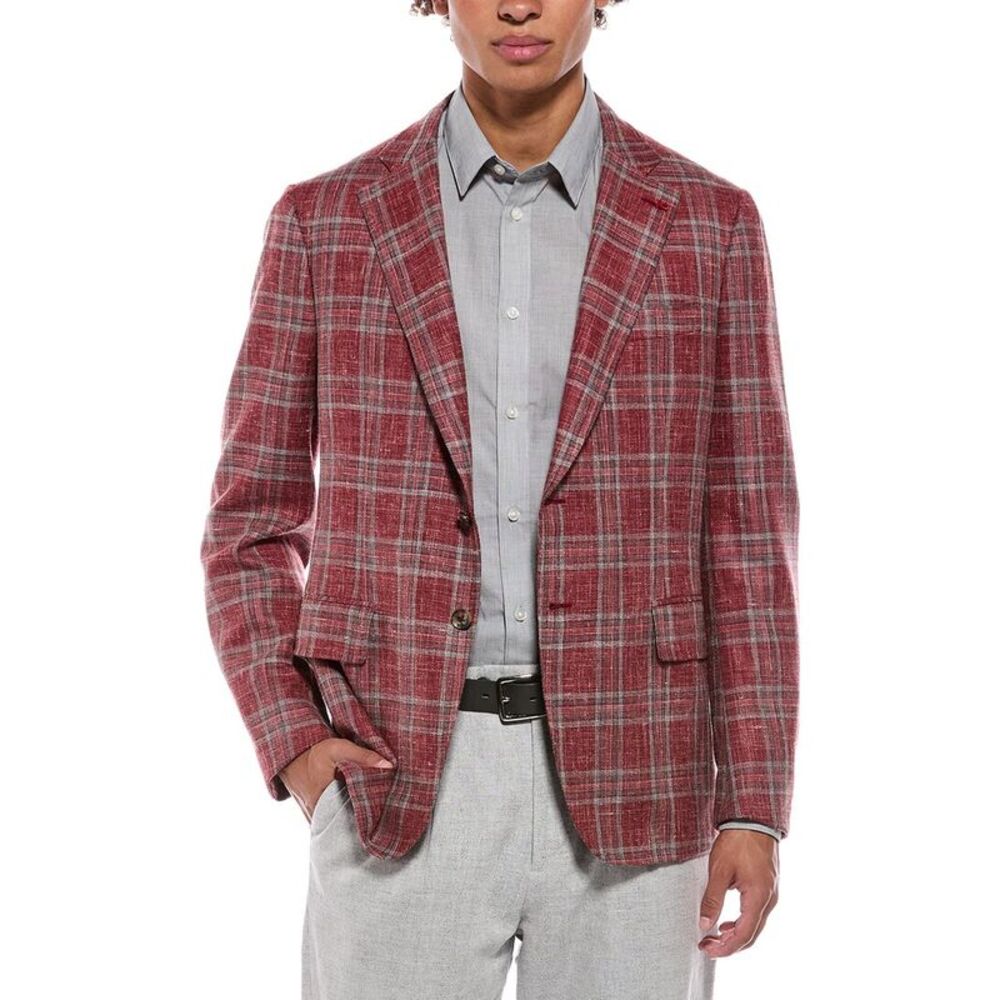 Isaia Mens Capri Wool, Silk & Linen-Blend Sport Jacket